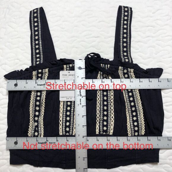 Free People Bohemian Embroidery Ruffled Fixed Strap Hill Crop Top L OB921810 - Picture 6 of 7